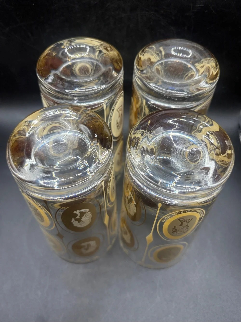 Set 4 Vintage Mid-Century Modern Courtesan / Royal Ladies Highball Glasses Cups